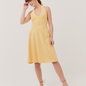 Sunflower yellow pact 100% organic cotton halter dress M NWOT